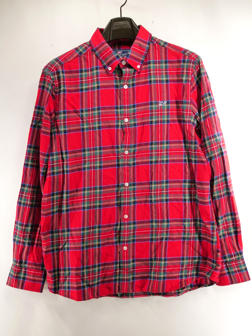 Vineyard Vines Men's L Red Plaid Classic Fit Long Sleeve Button Up Whale Shirt